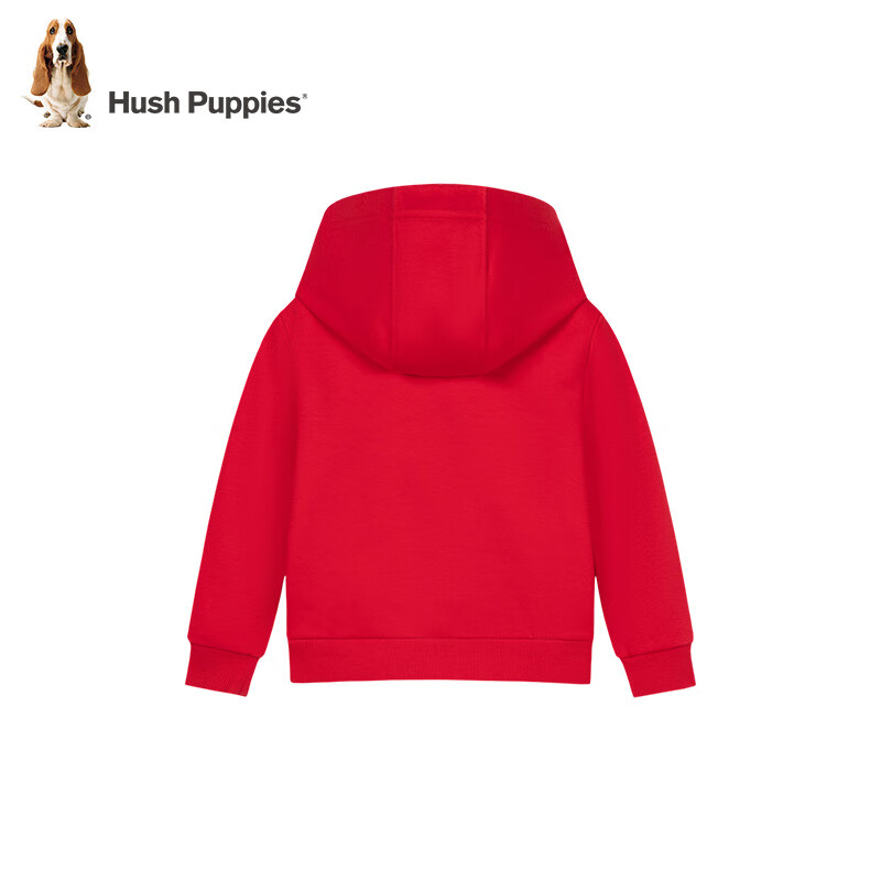 暇步士(Hush Puppies)【新年系列】童装冬季男女童新款保暖舒适喜庆吉祥国潮风卫衣 珊瑚红 【青少款】 130