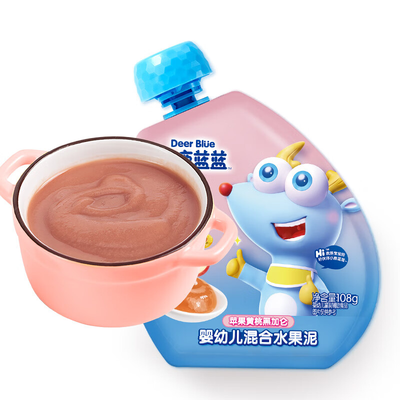 小鹿蓝蓝_婴幼儿趣味果泥苹果黄桃黑加仑 宝宝辅食营养水果泥 108g属于什么档次？