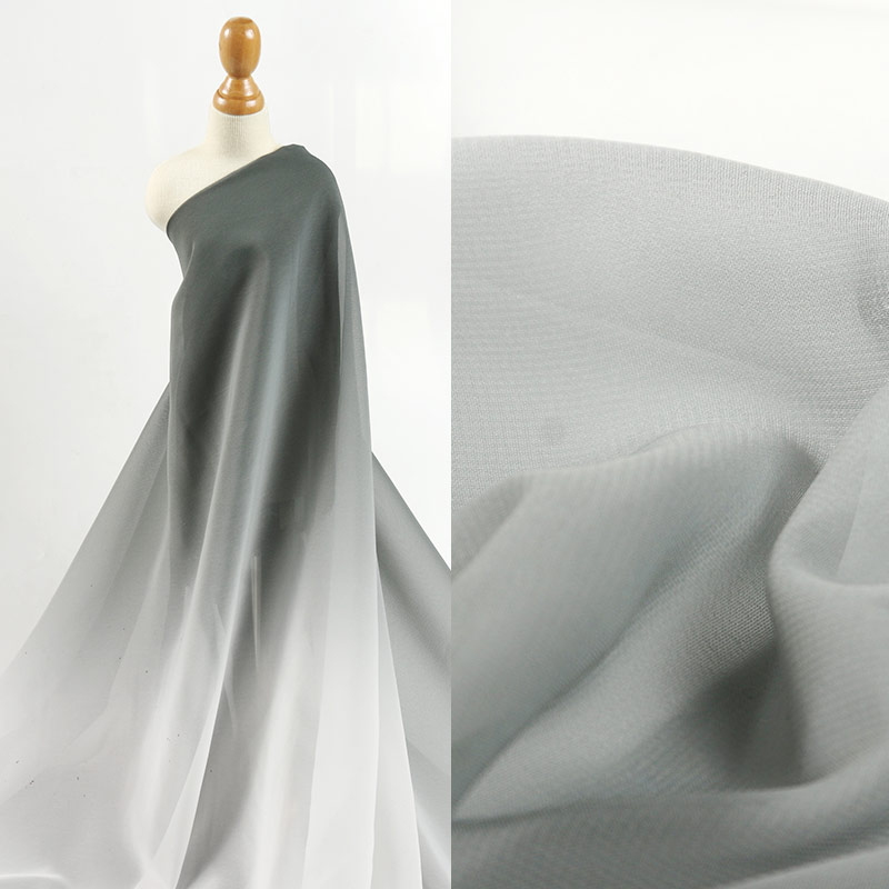 2022新款渐变半透明布料 渐变半透明布料面料柔软透气高垂感雪纺汉服