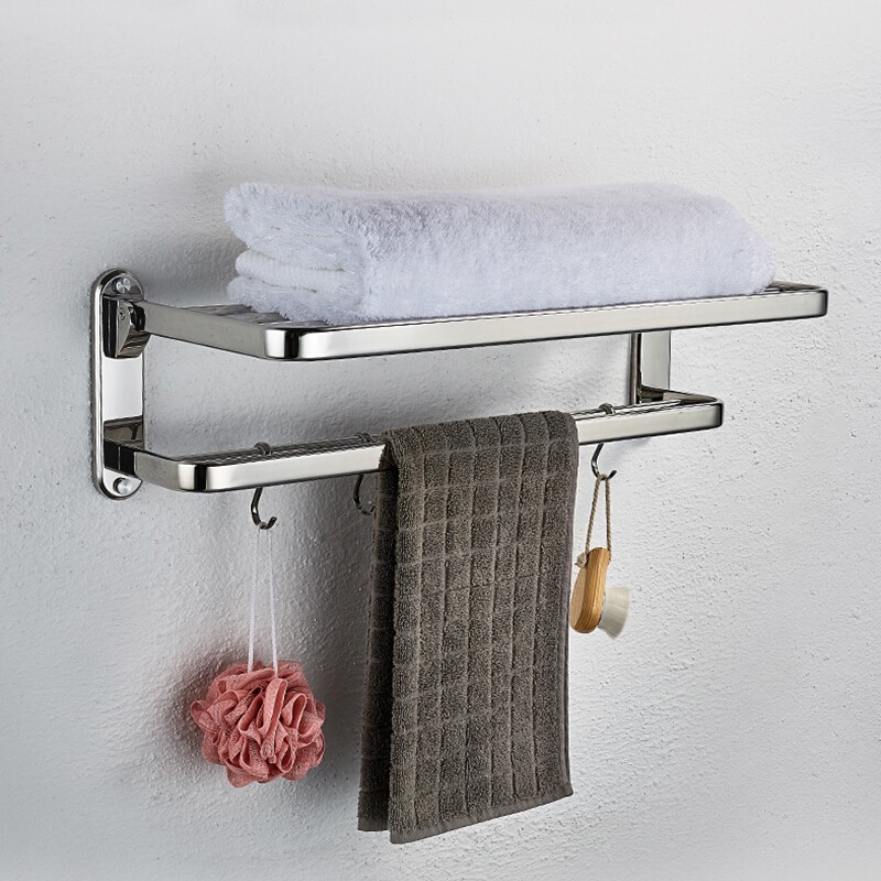 jomoo卫浴浴巾架毛巾架 免打孔置物架收纳架子卫生间太空铝可折叠挂件