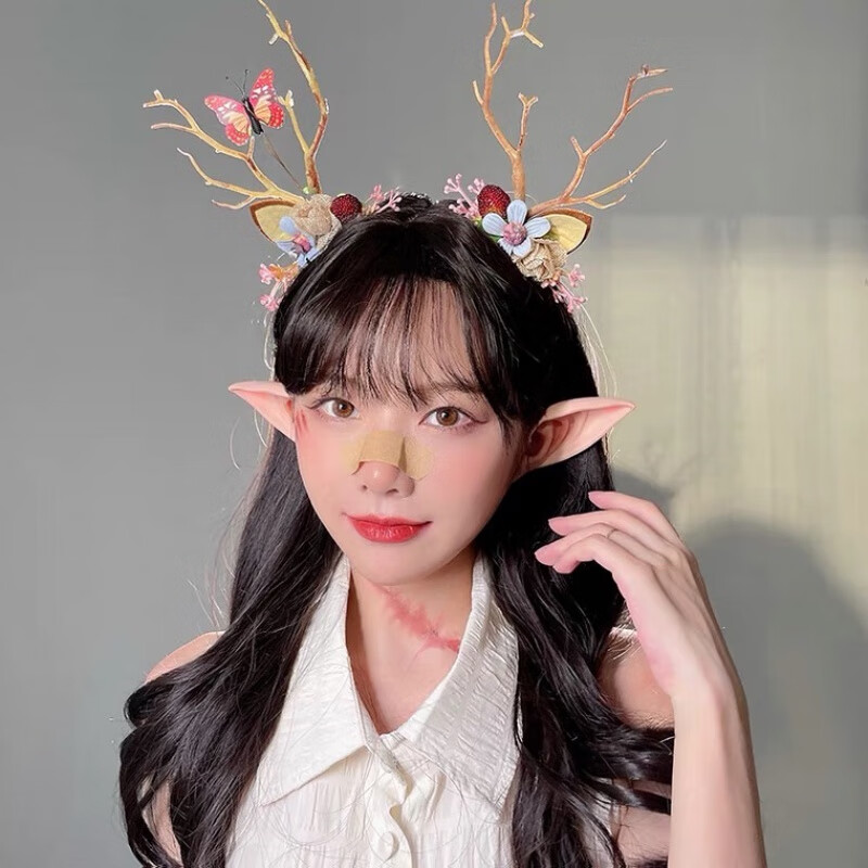 维诺亚圣诞节树枝发箍精灵耳圣诞节头饰装扮可爱森系鹿角头箍发饰品