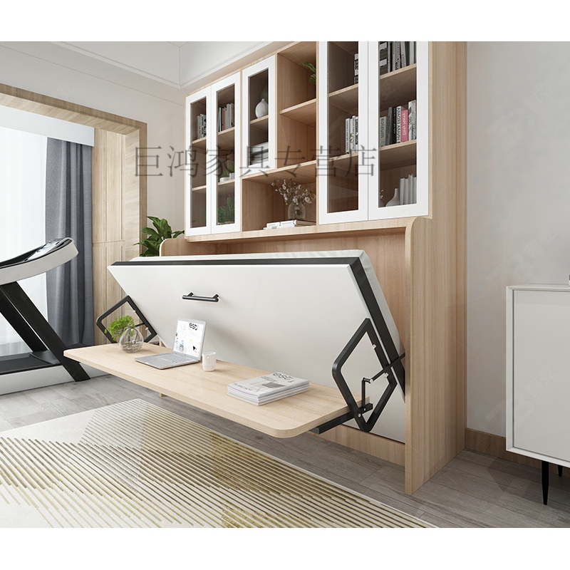 墨绩隐形床多功能书房隐形床翻转床侧翻床折叠床带书桌壁挂床小户型墨