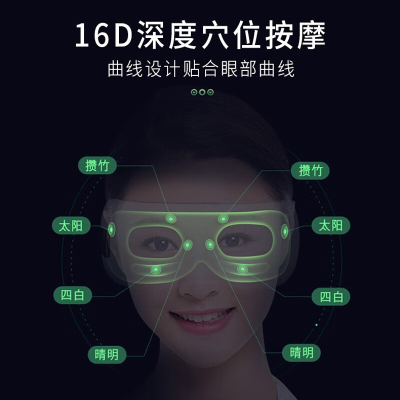 净帕克 眼睛眼部按摩仪护眼仪眼保仪眼镜热敷眼罩按摩器震动成人儿童生日礼物 白色(热敷+震动+充电)