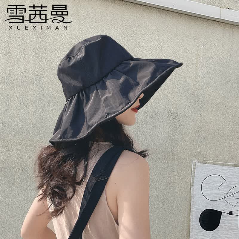 雪茜曼（XUEXIMAN）UV黑胶防晒遮阳帽子女夏遮脸太阳帽骑车大帽檐渔夫帽高性价比高么？