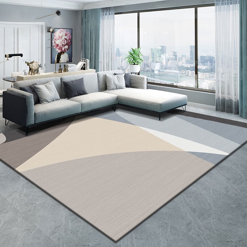 季象客厅地毯家用卧室茶几高级感免洗毯子现代简约轻奢满铺可擦可定制 FS-T146 120X160cm【单人/懒人沙发】