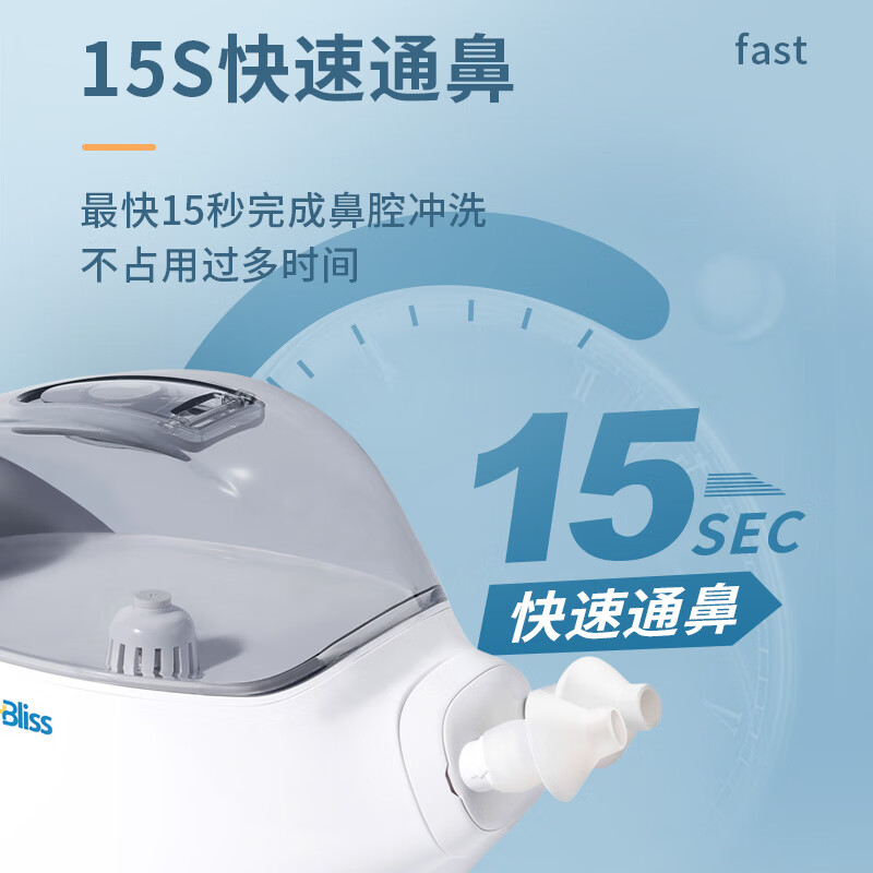 MegaBliss电动洗鼻器负压式双头灌洗成人儿童家用鼻炎鼻塞鼻腔清洗器洗鼻 负压洗鼻器【含超高渗盐水+温度贴+量杯】