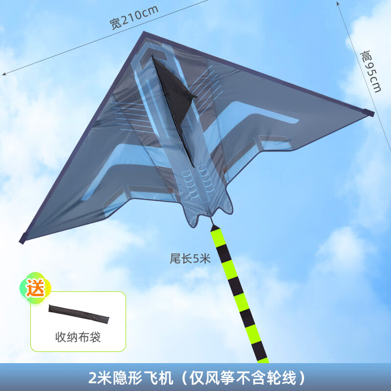 车马象2024风筝大型成人特大5米专用潍坊成人特大号超大型巨型 2米隐形飞机(伞布)【仅风筝】