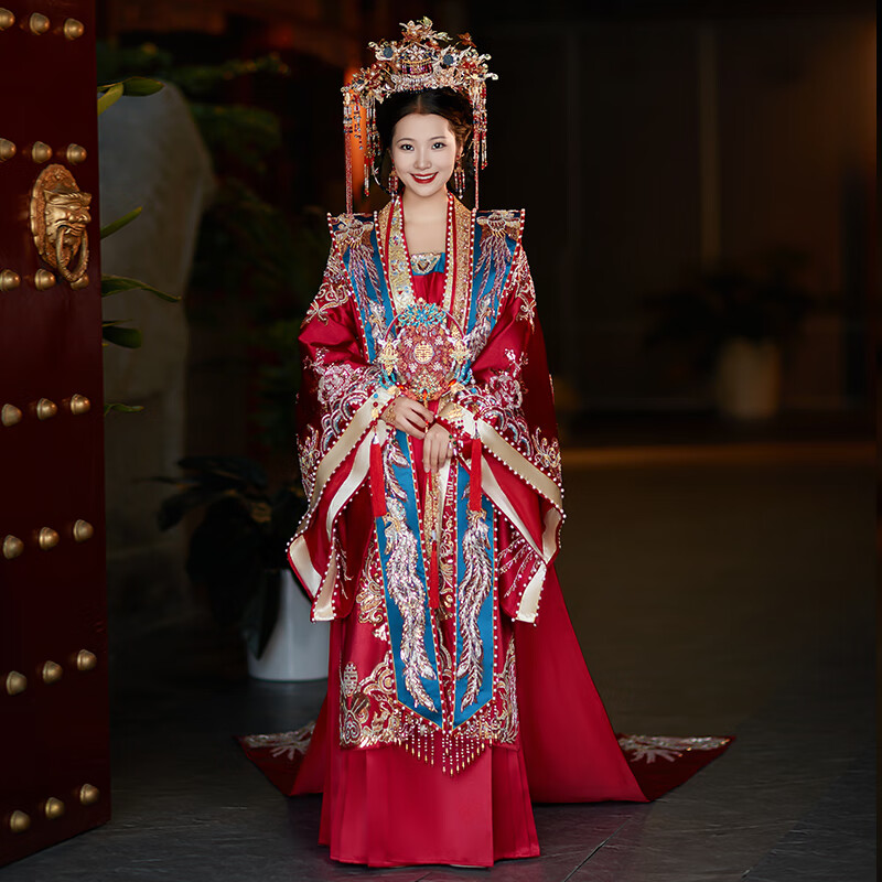 雅格罗伊宋制汉服婚服凤冠霞帔中式嫁衣宋制汉服婚服凤冠霞帔2023新款