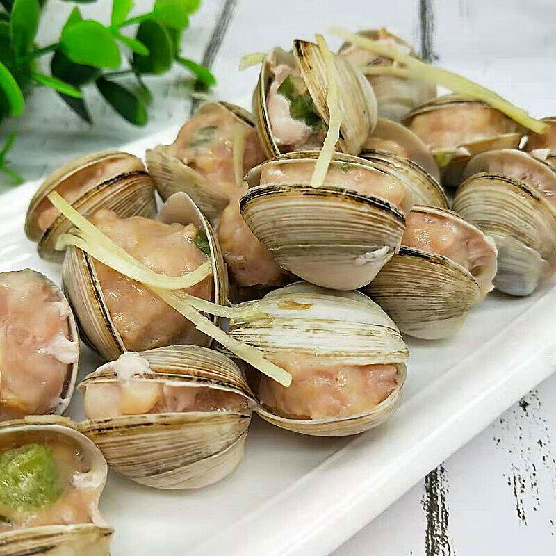 虎钢馋文蛤酿肉清蒸文蛤塞肉蛤蜊塞肉汤酒店特色菜冷冻半成品食材私房