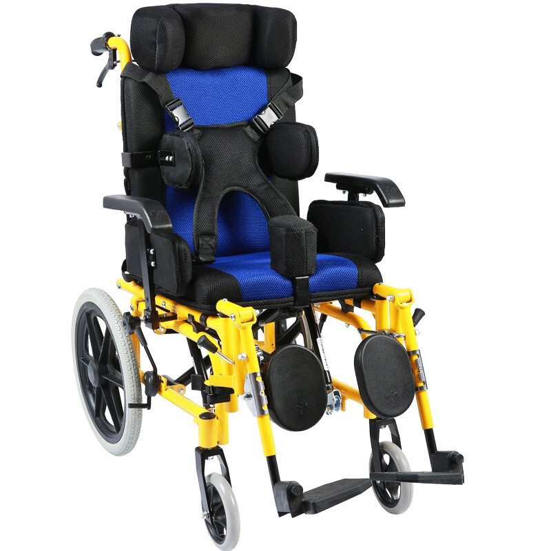 儿童脑瘫轮椅全躺半躺青少年手推车轮椅车小孩残疾折叠kx 儿童款(座宽