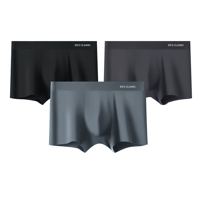 恒源祥莫代尔内裤男士内裤桑蚕丝抑菌底裆中腰男式平角短裤头 3条装