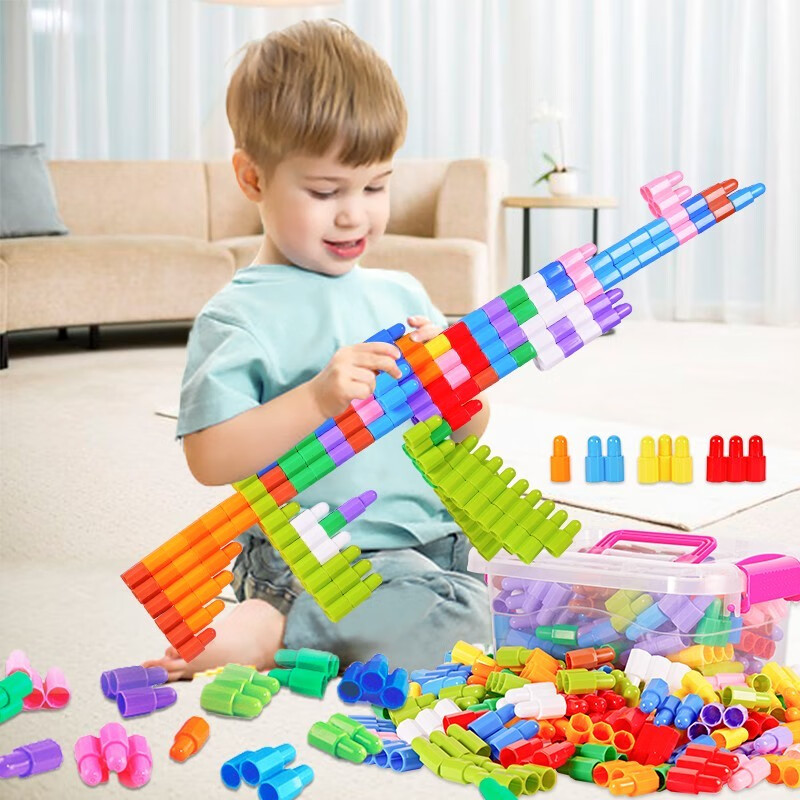 爱乐心塑料拼插火箭大号子弹头积木玩具3-6岁幼儿儿童小男孩子拼装益智 【盒装】大号子弹头185粒