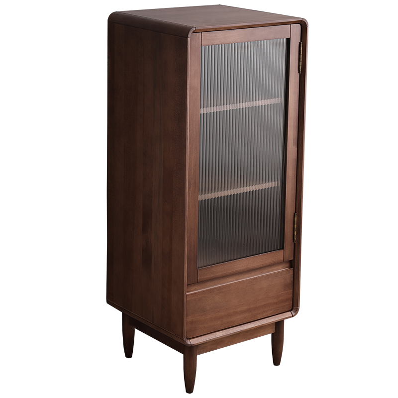 艾迪嘉现代简约餐边柜实木餐厅柜客厅边柜收纳柜 胡桃色高款 送货到家