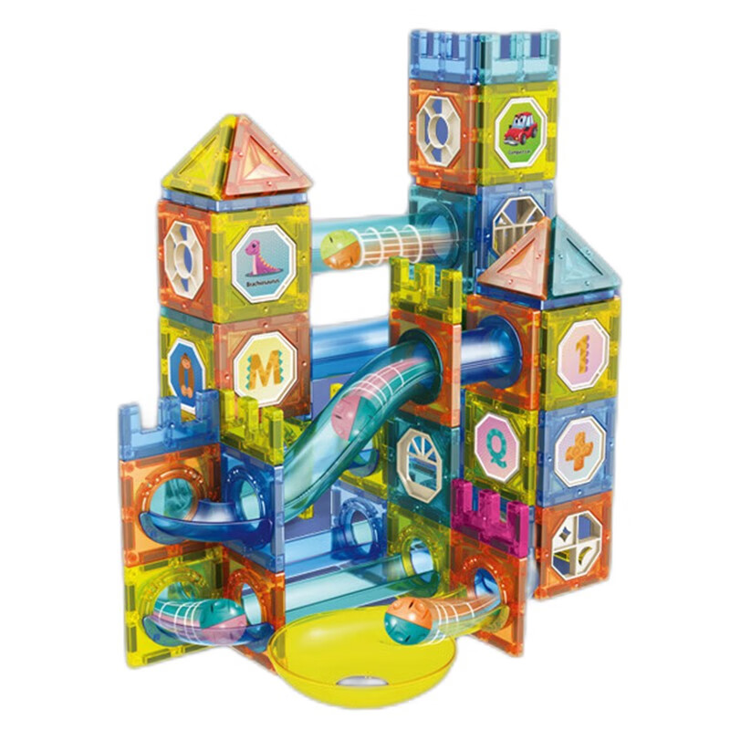 顽童世家（urchins' Family）儿童磁力片拼插积木玩具彩窗轨道3岁以上男女孩子圣诞节元旦礼物 高阶款132pcs