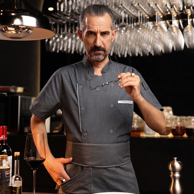 锐明凯餐饮酒店厨师帅气工作服短袖男饭店蛋糕店烘焙师夏季工服透气