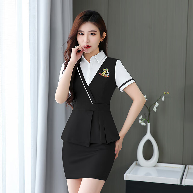 欧黛秀美容院工作服女 连衣裙足浴店洗浴按摩显瘦长裤套装高端秋冬