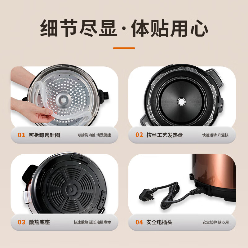 MEOAID电压力锅 压力锅 电高压锅 全自动新款压力电饭锅电饭煲 单内胆【适合3-6人】 5L