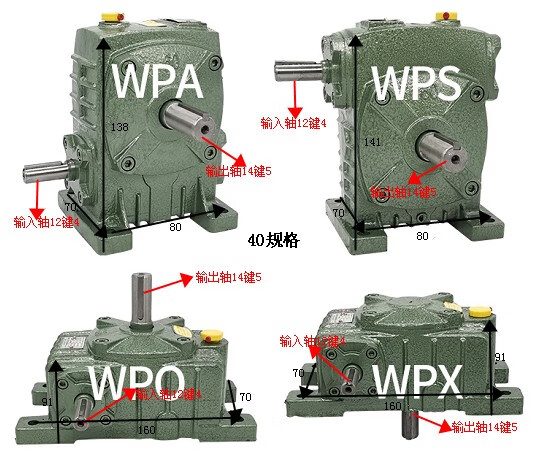 蜗轮蜗杆减速机小型铁壳带电机齿轮wpo家用立式减速器220v 40规格