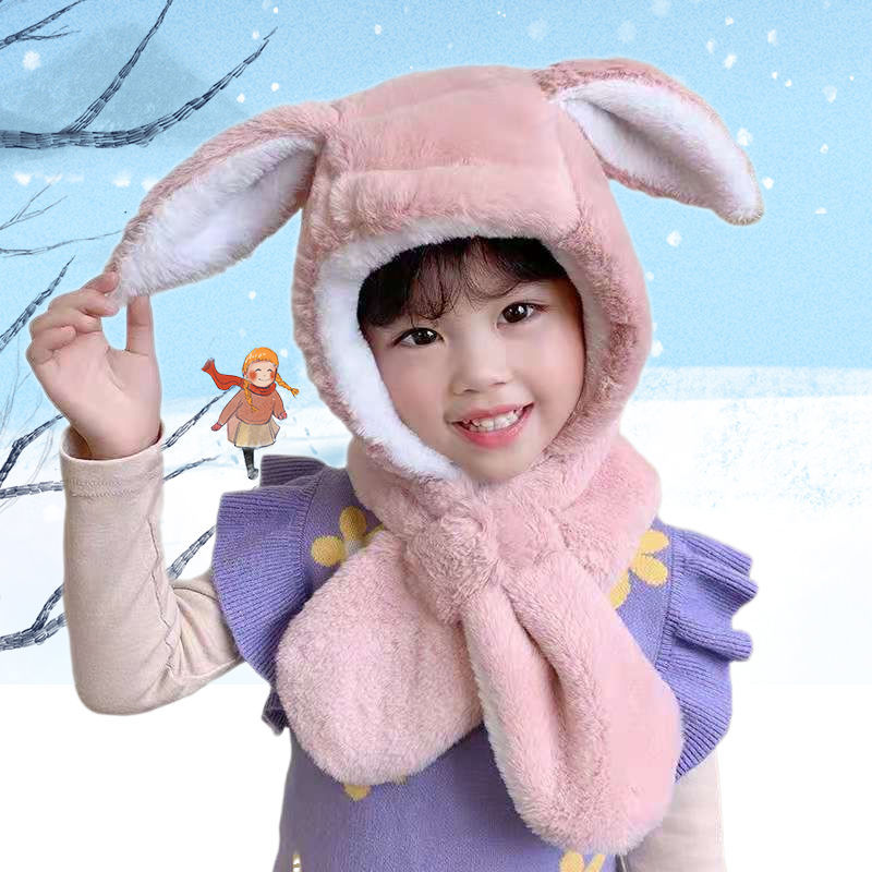 漾漾虹 儿童棉帽子 冬季帽子秋冬款新款毛绒加厚一体护耳帽男女童可爱