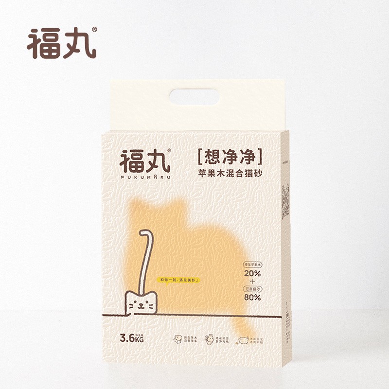 福丸 豆腐苹果木混合猫砂除臭宠物猫咪混合砂 猫沙结团抑菌 苹果木混合猫砂3.6kg/约9L