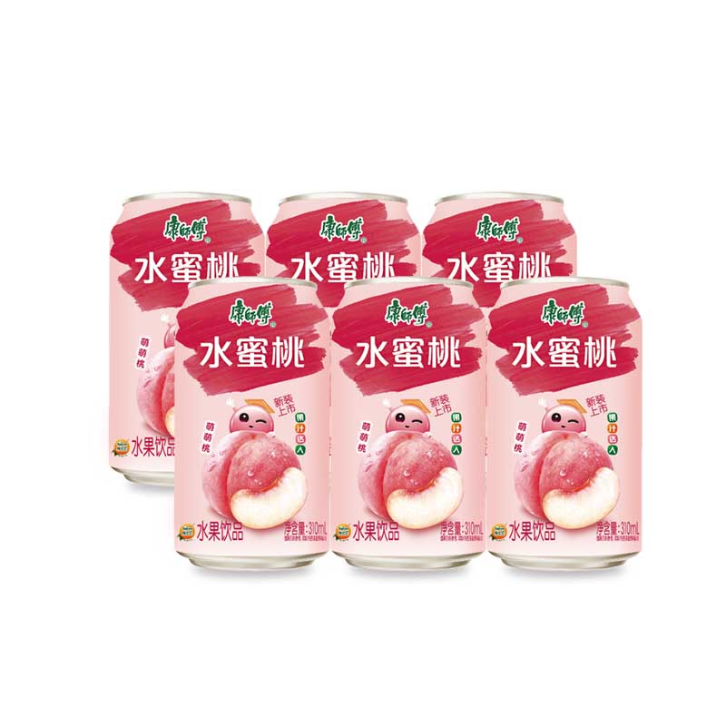 310ml*6罐12罐24罐整箱易拉罐装水果味饮料瓶装饮品 水蜜桃310ml*6罐
