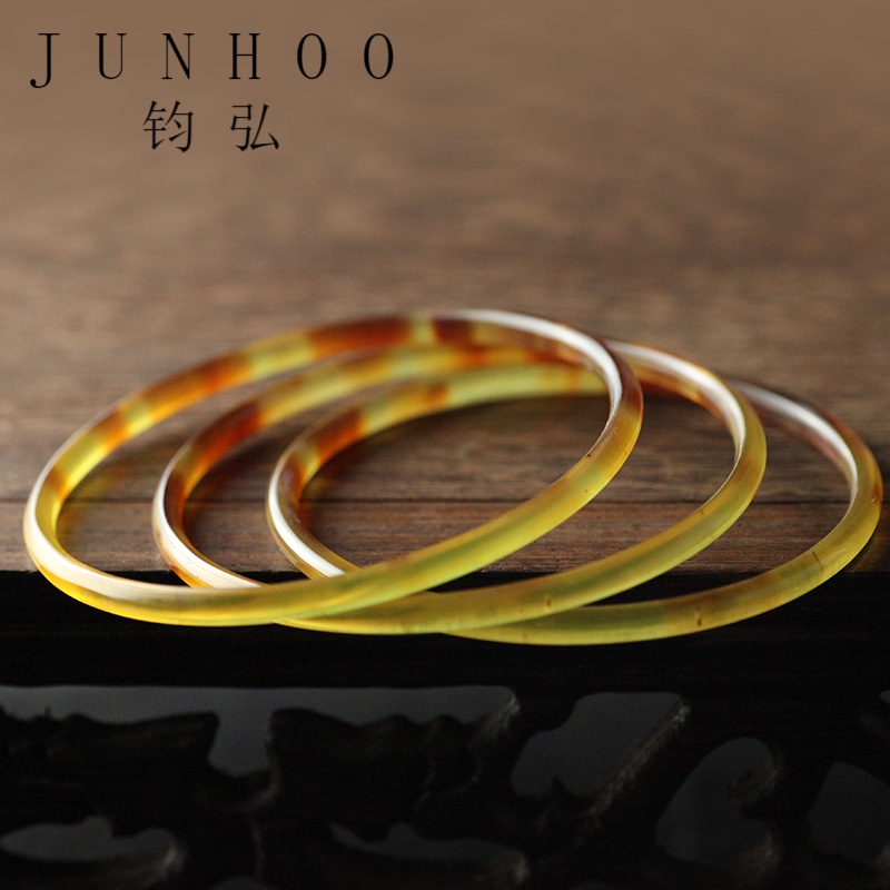 钧弘  牛角 正宗牦牛角手镯秋冬细手镯子  情人节礼物 牛角微瑕手围