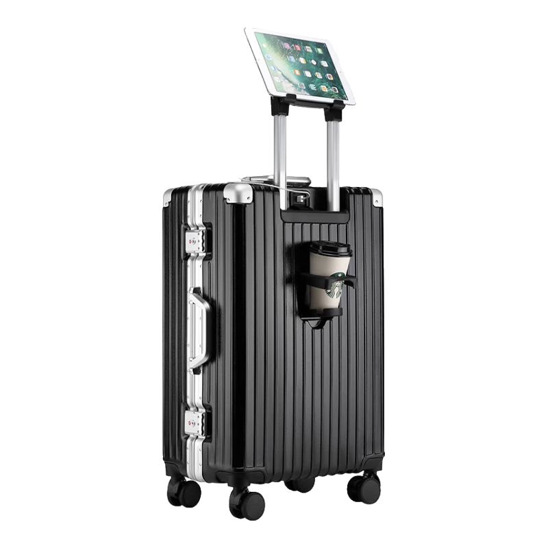 大嘴猴（paul frank）铝框行李箱颜值拉杆箱多功能小型登机箱20英寸密码旅行箱充电箱子