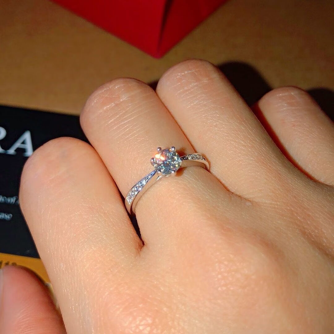 钻石1-5克拉对戒2022表白结婚订婚求婚戒指送女 单排款-50分 专柜礼盒
