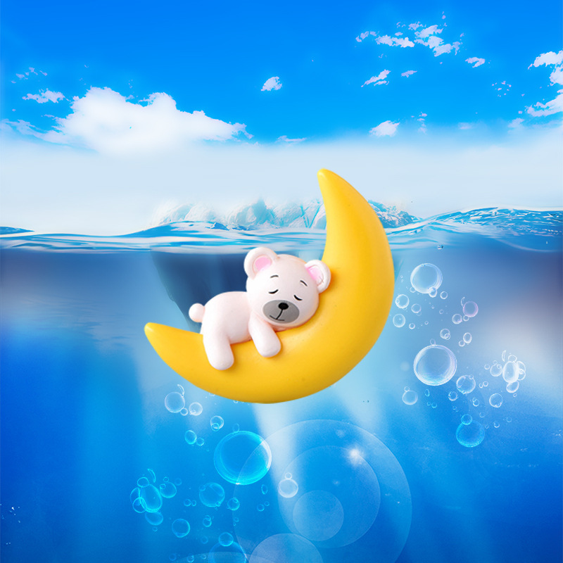鱼缸漂浮球月亮熊造景摆小红书网红海底世界小观赏件月亮兔装饰品