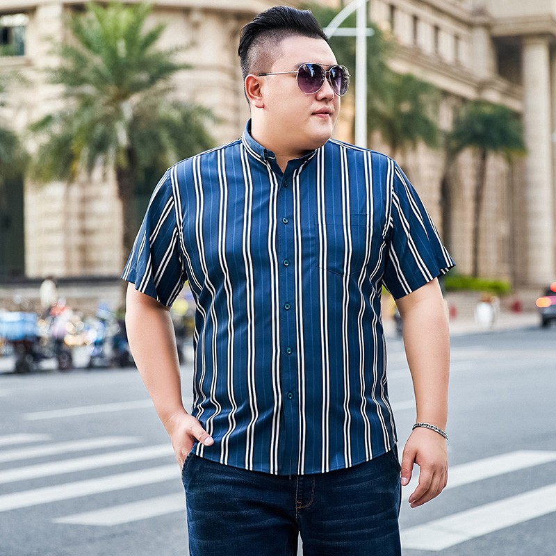 短袖单衬衫中年胖子夏季特大号半袖衬衣肥佬商务职业装男上衣胸围150