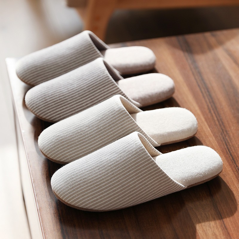 麦乐朵日式静音拖鞋男木地板室内软底春秋家用卧室可机洗布底棉拖鞋女