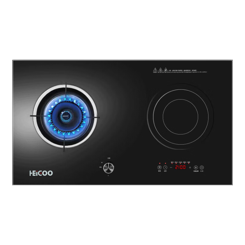 黑狗（HEIGOO）猛火氣電灶電氣氣電兩用灶具臺式嵌入式電磁爐燃氣灶煤氣一體灶二合一一電一氣雙灶 左氣右電(連體款) 管道天然氣12T
