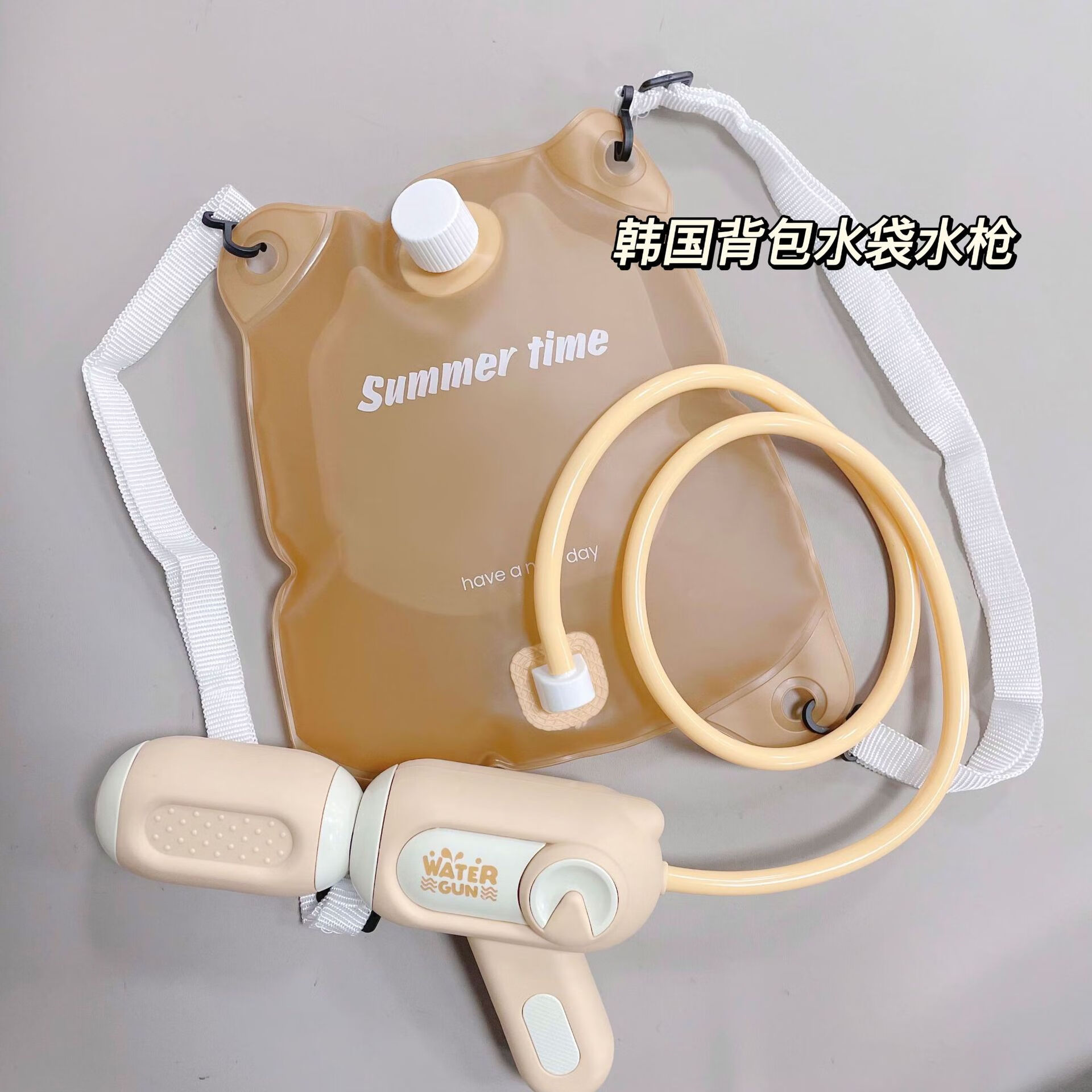 ins风儿童背包水枪泼水节户外抽拉式软背包喷水枪玩具可加印logo 单枪