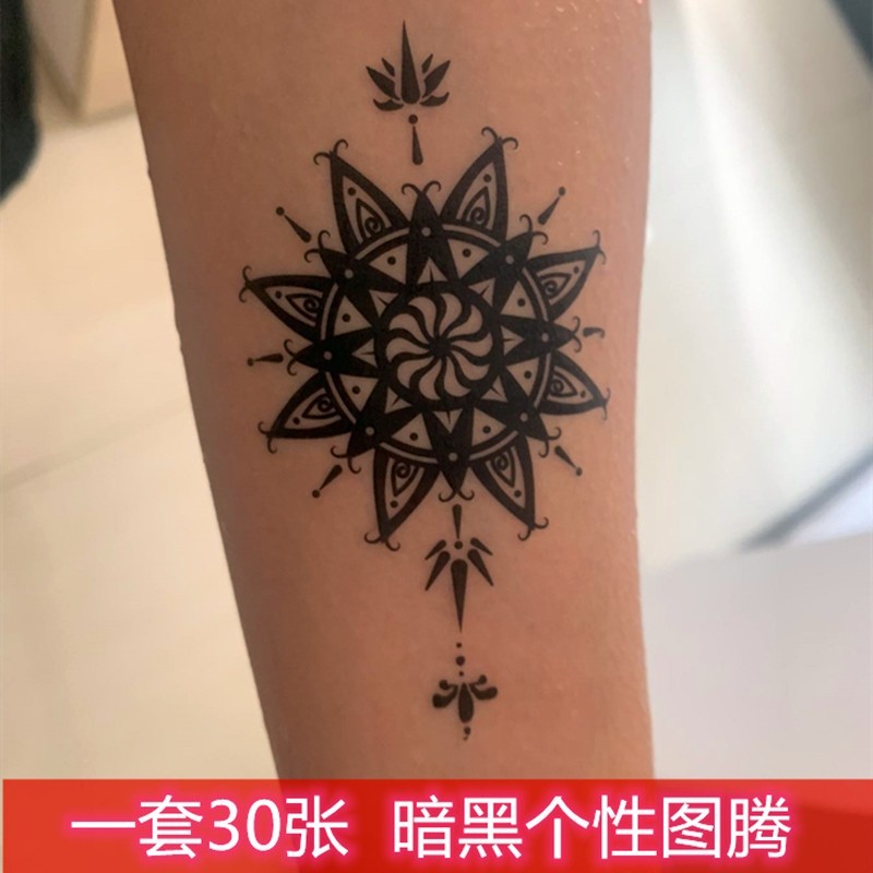 纹身贴女防水防汗刺青仿真男人学生个性脚踝手臂遮疤痕图腾暗黑系图案