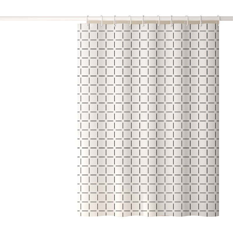 访客 浴帘 优质涤纶加厚免打孔浴室防水隔断帘 小白格款1.8-2米带挂环