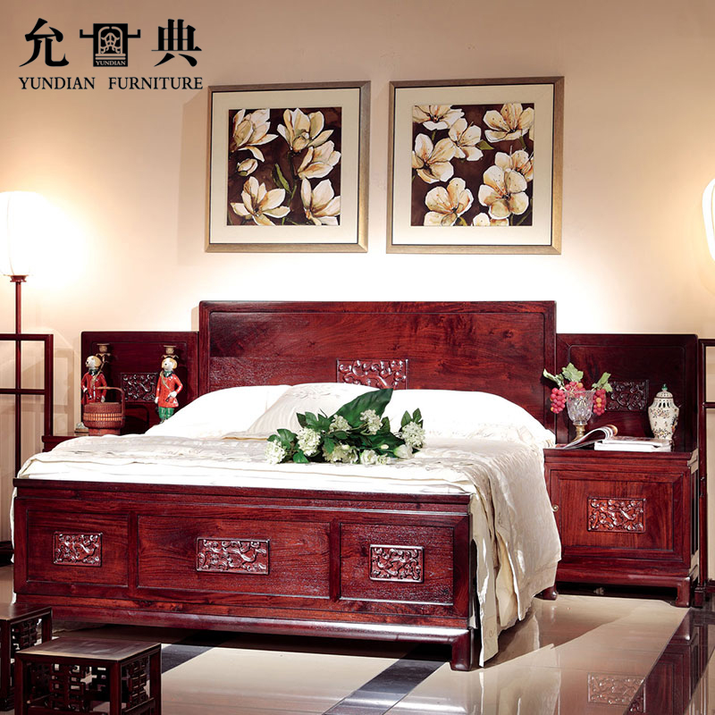 8双人床主卧室简约中式床 5尺床-栗壳色