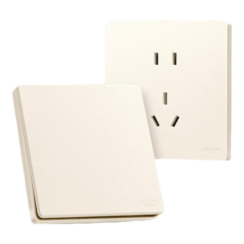 德力西（DELIXI）229/827米绒肤感开关插座面板哑光磨砂奶油风银桂黄春雨 插座套餐 斜五孔10只 【229鹅绒黄】 【清单报价专用】
