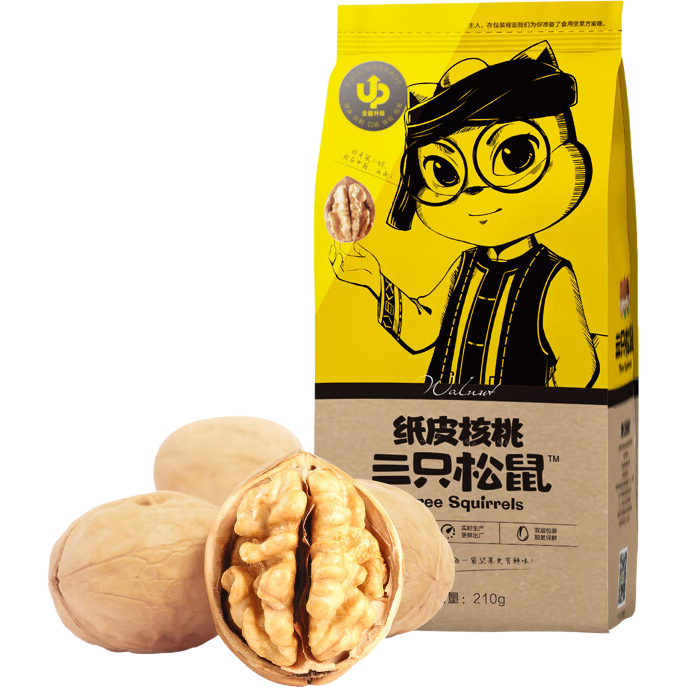 三只松鼠原味纸皮核桃 坚果炒货休闲零食阿克苏地方特产210g/袋