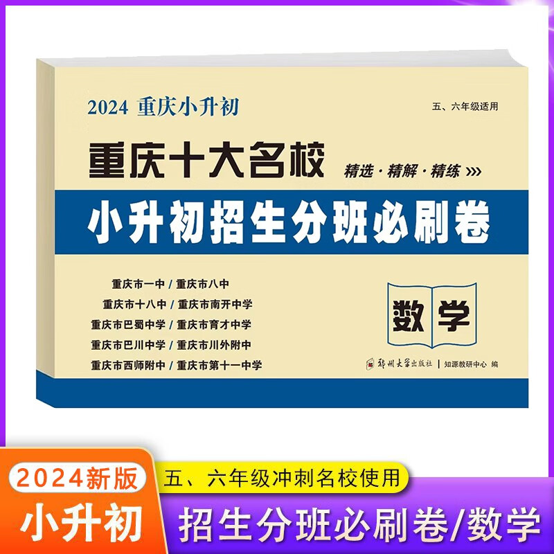 2024版 重庆十大名校小升初招生分班考试必语文刷卷小升初真题卷小升初系统总复习人教版专项训练重点中学小学毕业升学详解必冲刺刷题 数学
