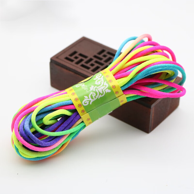 魅麗飾季 端午節(jié)五彩繩編織線手工兒童七彩線編發(fā)編手鏈紅繩子彩色線七夕節(jié)禮物 4號(hào)線彩色10米
