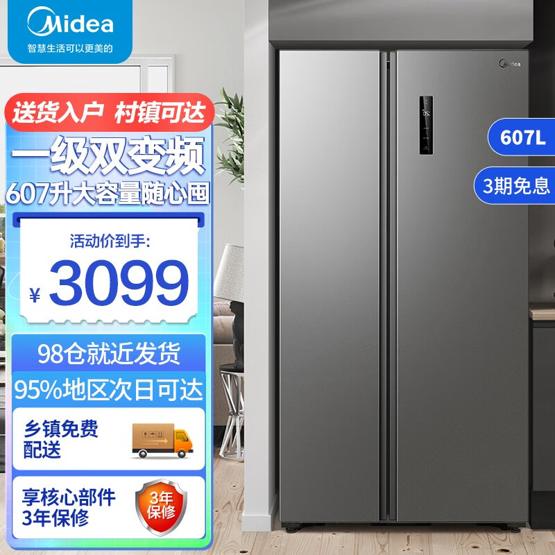 美的(Midea)冰箱对开门双开门一级能效风冷家用智能商用家电冰箱 【新升级】BCD-607WKPZM(E)属于什么档次？