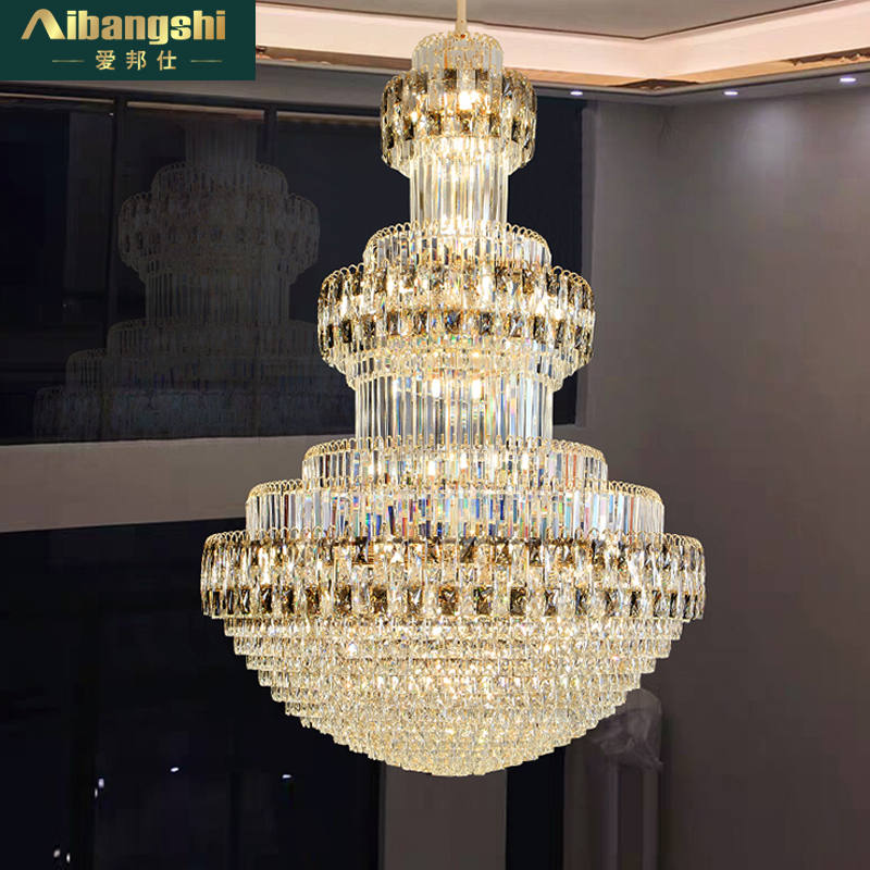 复式楼大吊灯别墅中空客厅跃层挑空楼梯酒店大堂新款后现代轻奢水晶灯