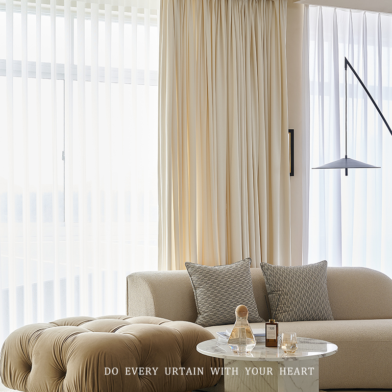 窗帘客厅卧室遮光法式轻奢侘寂风奶油米白色丝绒布定制  真丝绒奶油白