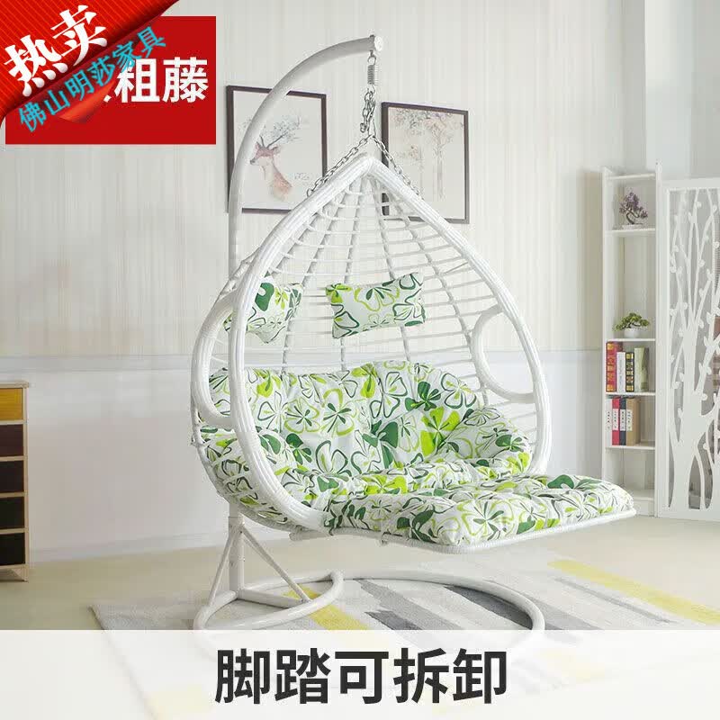 零梦吊椅秋千吊篮藤椅家用休闲懒人室内阳台鸟巢椅单人吊床摇篮 双人白色粗藤豪华版【升级加大+高性价比高么？