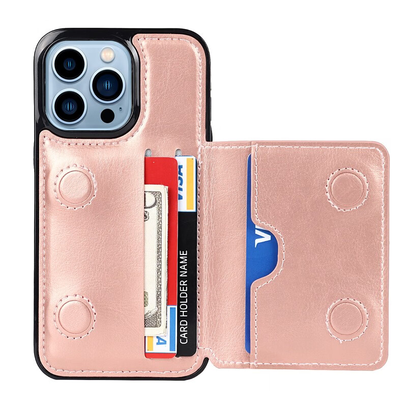 ONEAGREE 卡包适用苹果iPhone11/12/13/14/15/16 Pro手机套Max后盖支架壳Plus 玫瑰金 iPhone16 Pro Max