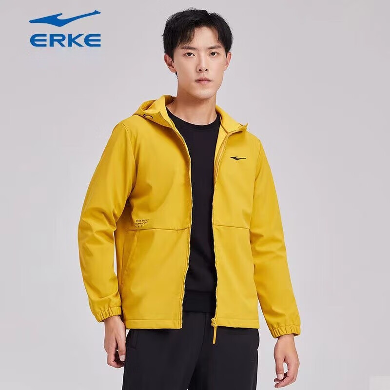 鸿星尔克(erke)男士夹克外套上衣纯色休闲服防风男装潮流时尚连帽户外