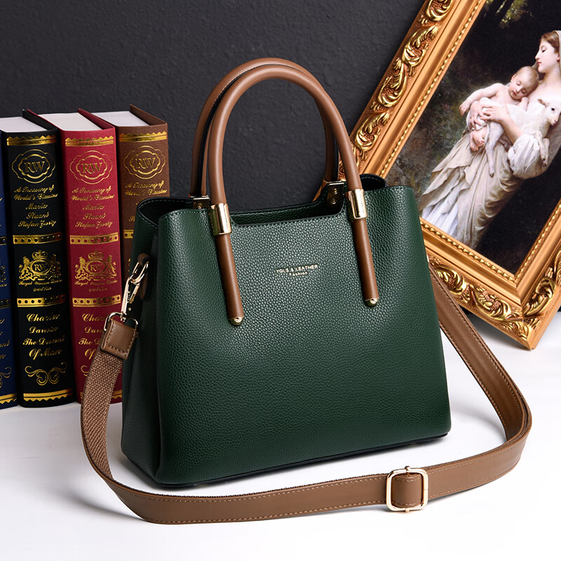 雅格莱诗时尚斜挎女包百搭女士手提包送女友老婆生日礼物 孔雀绿