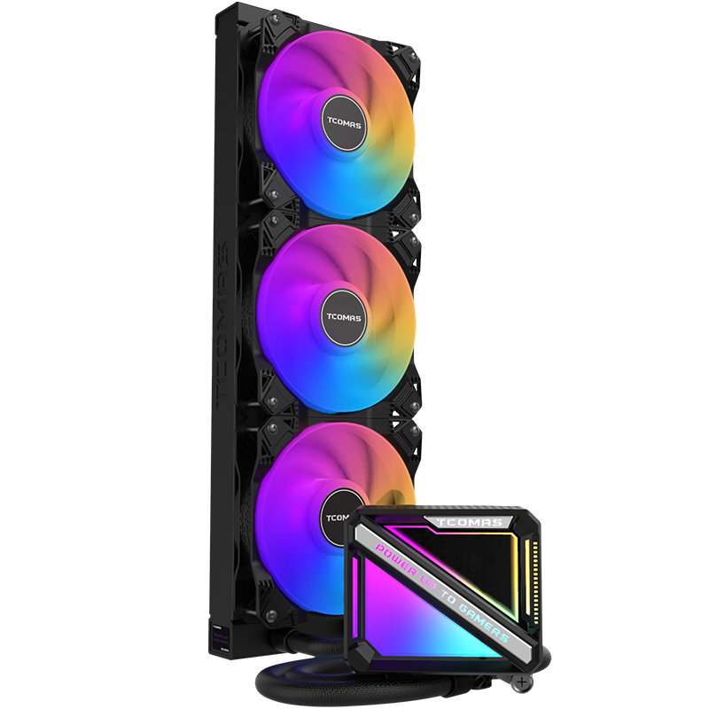 TCOMAS钛钽SJ-A090 360黑色 一体式CPU水冷散热器 大冷头加厚冷排风扇ARGB光效 支持intel/AMD
