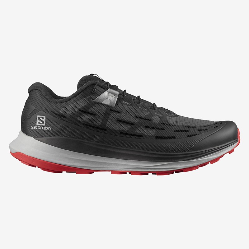 Salomon萨洛蒙 ULTRA GLIDE 户外运动鞋男子轻便透气缓震回弹长距离越野跑步鞋 黑红/L41430500 标准42.7/US9