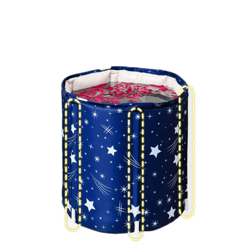 折叠泡澡桶成人洗澡桶家用浴桶可叠浴盆简易沐浴桶儿童收缩冼澡盆洗澡神器 加厚保温星空蓝